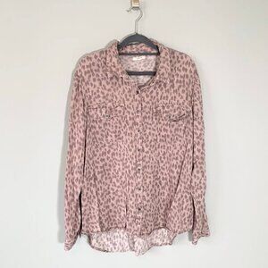 Maurices animal print soft flowy long sleeve collared button‎ front shirt top